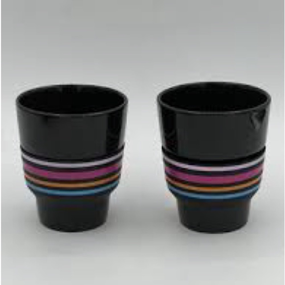 Nespresso Black Cups with Vibrant Stripes set of 2 new in 2017 holiday gift - Picture 2 of 4